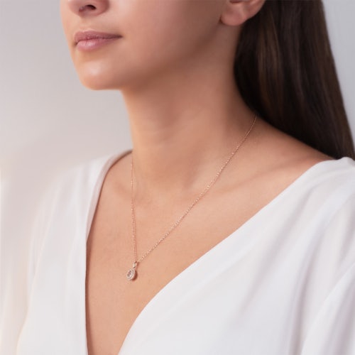 Zawieszka Savicki: różowe złoto, morganity, diamenty